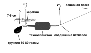 Снасть донная для ловли толстолобика на технопланктон