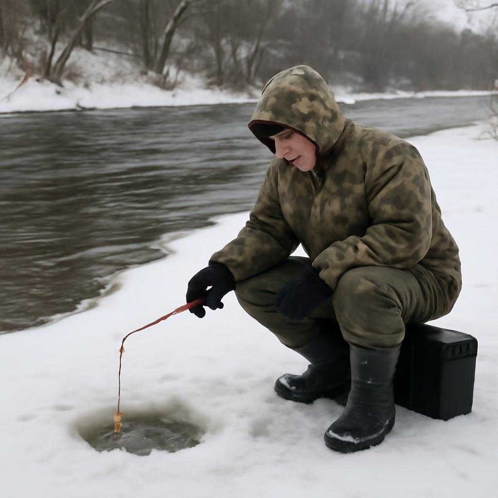 зимняя ловля на течении